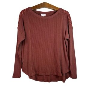 Ariat Dark Rust Waffle Knit Long Sleeve Top Shirt Size M